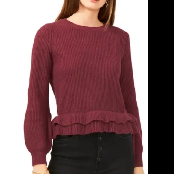 1.State Romantic Bloom Ruffle Hem Open Back Ribbed Sweater size small NWT - Picture 8 of 8